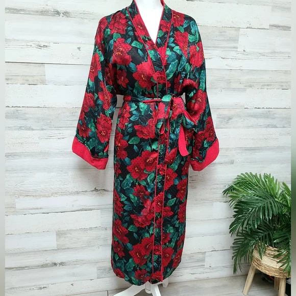 Robe Victoria's Secret vintage des années 1980 en satin fleuri